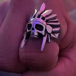 COPY - New stainless steel skull chief headdress ring size 7-13 usually availab…